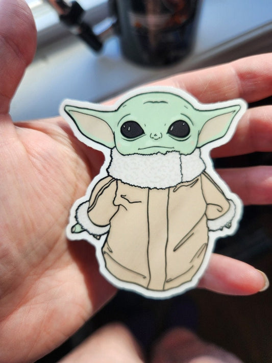The Child 3" Vinyl Sticker - Star Wars Inspired Sticker - Grogu - Baby Yoda - The Mandalorian - Water Bottle or Laptop Decal Water Resistant