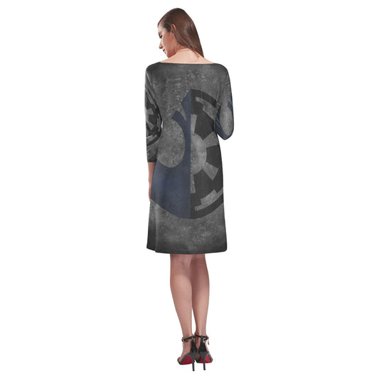Galactic Duality Rhea Loose Round Neck Dress - Star Wars Inspired Fashion - Empire Rebellion 501st Star Wars Wedding May 4th - 3/4 Sleeves