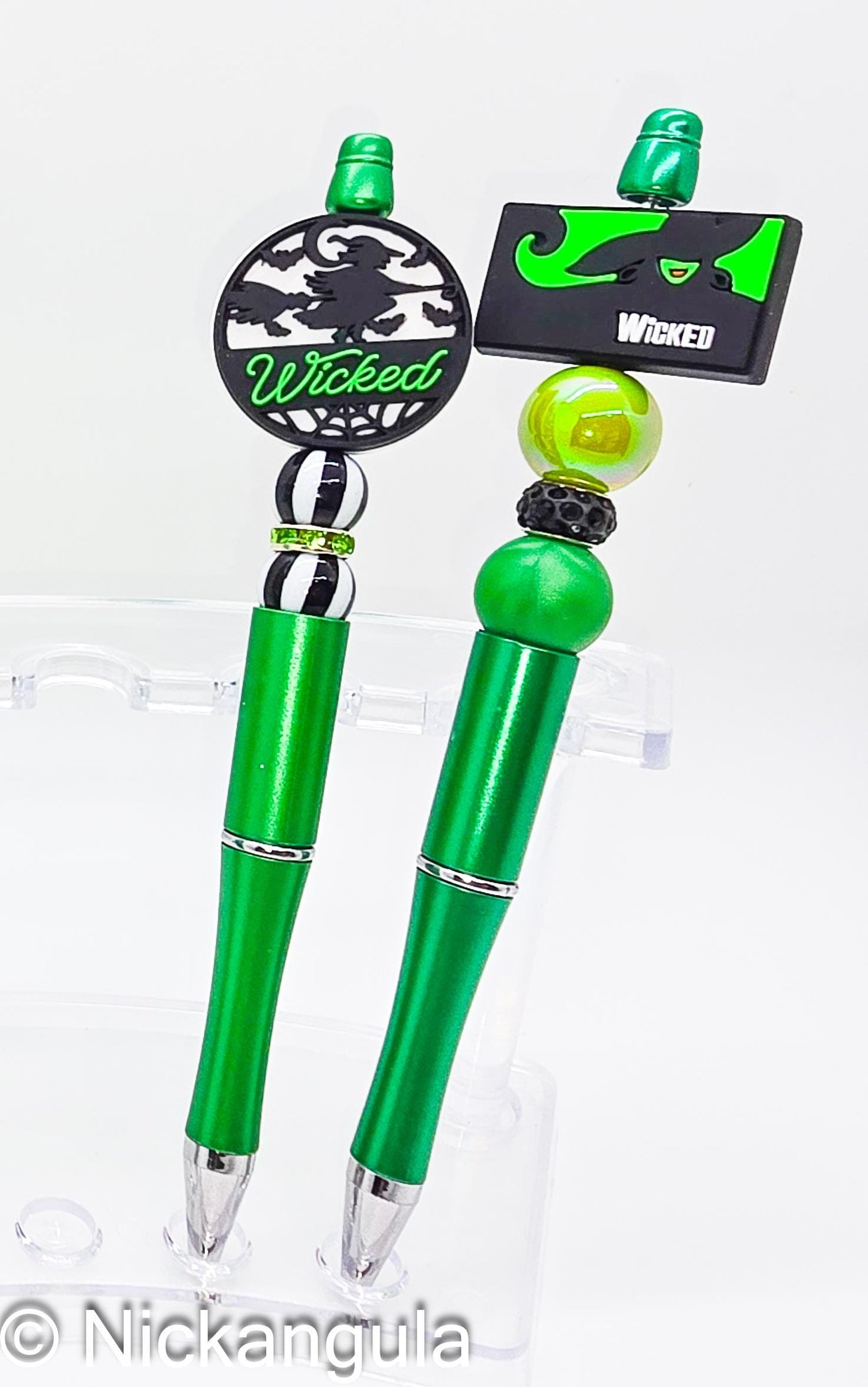 Wicked Beaded Ballpoint Pens - Oz Inspired Beadable Pens - Silicone Beads and Plastic Pen - Elphaba & Glinda - Stocking Stuffer Gift