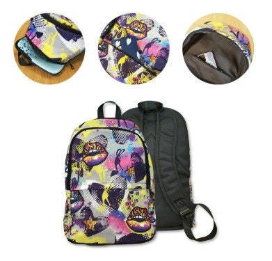 Personalized Option BTS & ARMY Logos Fabric Backpack - K-Pop Inspired School Accessories - Add Name or Text - Bangtan - Purple - BTS Bag