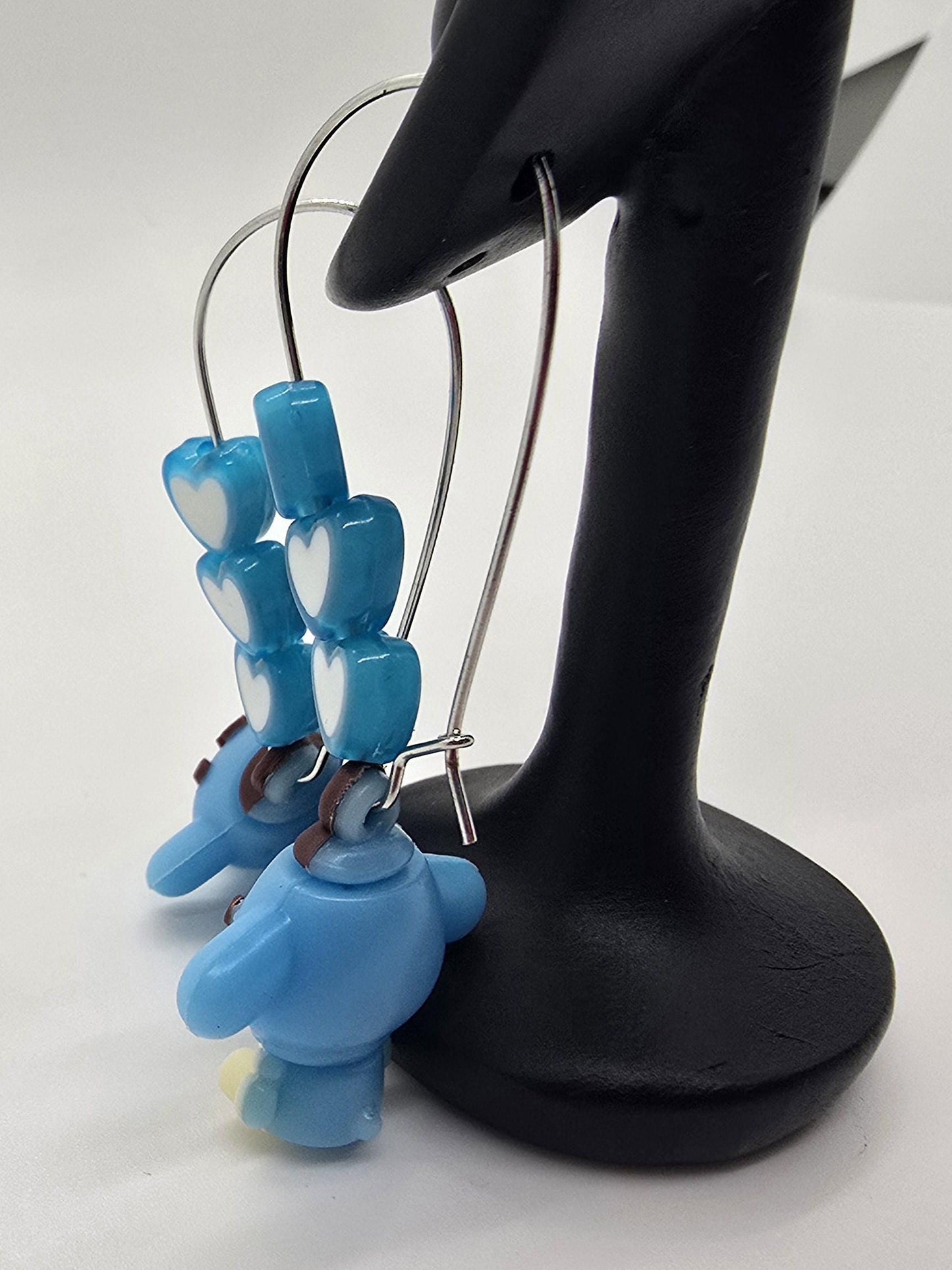 Cute Puppy Dog Silicone Charms on Stainless Steel Kidney-shaped Dangle Earring Hooks - Pompompurin Cute Beaded Drop Earrings