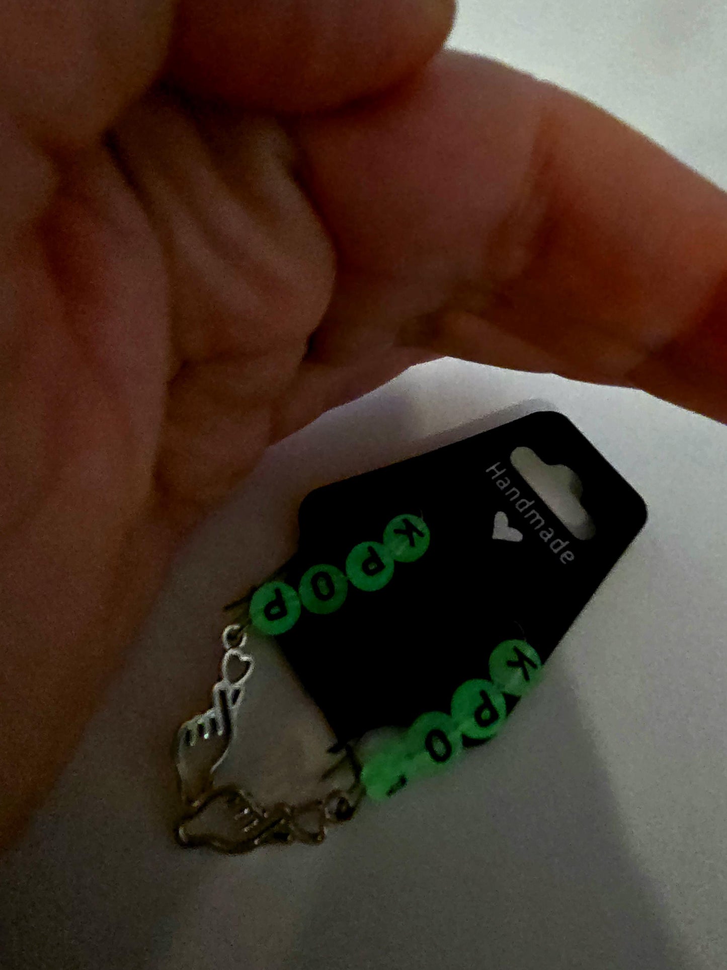 Glow in the Dark K-Pop Letter Beads and K-Pop Finger Heart Dangle Earrings - Drop Earrings