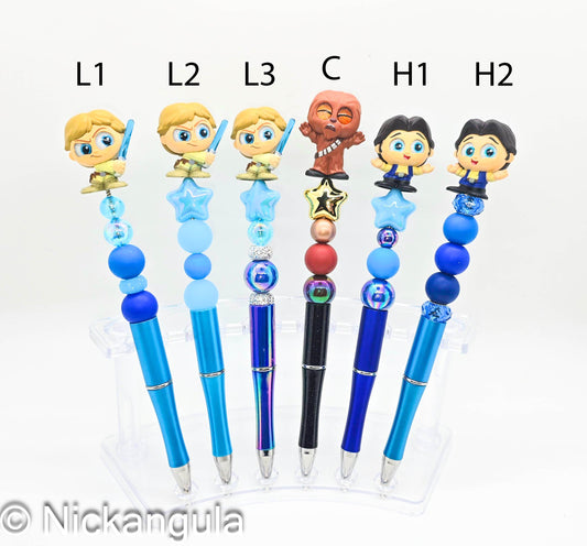 Guys of The Galaxy Beaded Ballpoint Pens - Star Wars Inspired Character Refillable Beadable Pen - Luke Skywalker Han Solo Chewbacca Chewie
