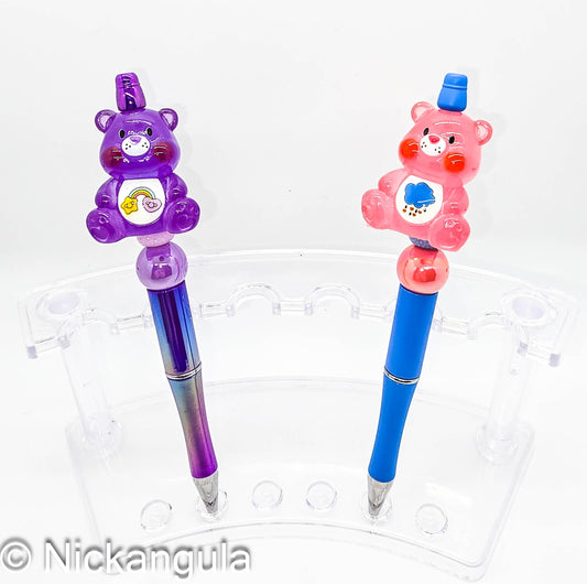 Translucent Care Bears Inspired Beaded Ballpoint Pens - 80's Kid Office Coworker School Gift - Care Bear Acrylic Figure Beads