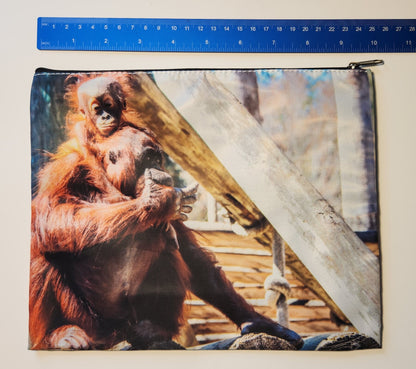 Orangutan Mom & Baby XL Zippered Cosmetic/Storage Bag - Animal Photography - Makeup - Art / School Supplies - Diaper Bag Organizer
