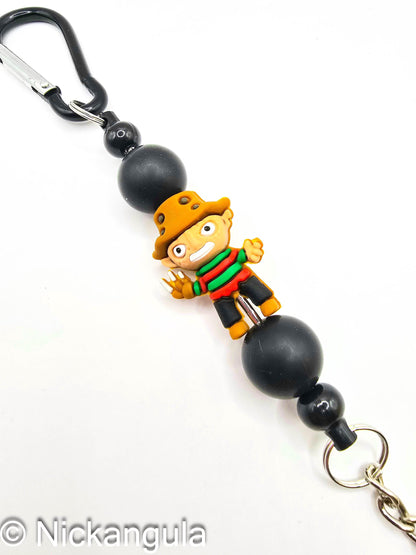 Freddy Silicone Beaded Keychains - Horror Movie Key Chain Key Ring Bag Charm - Nightmare On Elm Street - Krueger