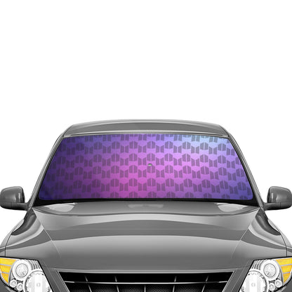 BTS & ARMY Logo Print 58"x29" Car Sun Shade Umbrella - K-Pop Inspired Car Accessories Foldable Windshield Cover - Purple - Bangtan Gift