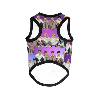 BTS Stripes Print Pet Tank Top - K-Pop Dog Cat Shirt -  Apparel - New Puppy Gift Pet Fashion - Jin Jimin JHope Jung Kook RM V Suga - Purple
