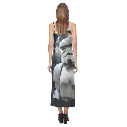 What Floor Stormtrooper V-Neck Slip Dress - Star Wars Inspired Women's Fashion - Sleeveless - Spaghetti Strap - Geek Girl - Black & White