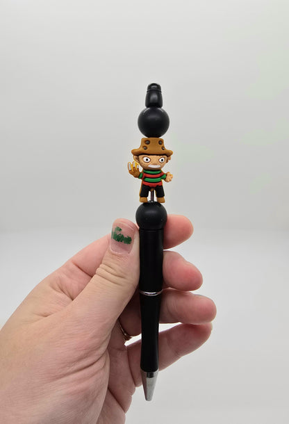 Freddy Beaded Ballpoint Pen - Freddy Krueger Nightmare on Elm Street Inspired Beadable Pens - Silicone Beads & Plastic Pen