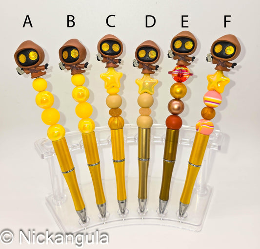 Jawa Beaded Ballpoint Pens - Star Wars Inspired Character Beadable Ballpoint Pens - Silicone and Acrylic Beads, Plastic Pen - Jawas