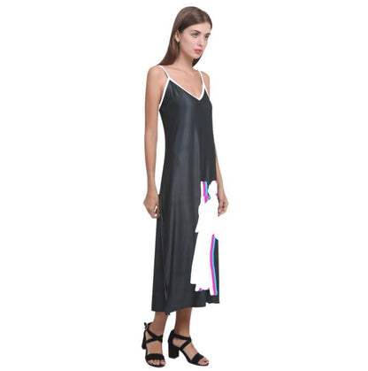 Rebel Princess - Leia w/ Blaster Silhouette V-Neck Slip Dress - Star Wars Inspired - Black White Pink Blue - Sleeveless Maxi Spaghetti Strap