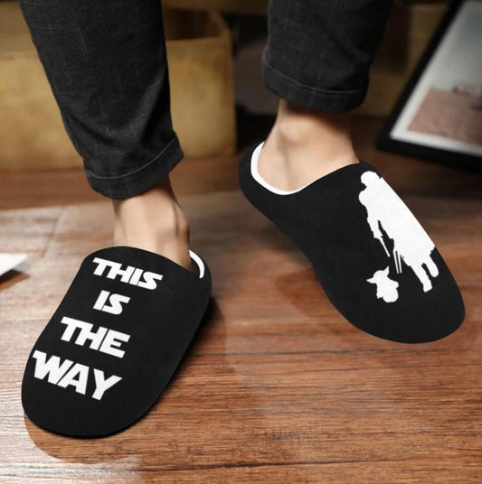 Men's This Is The Way Mando & The Child Non-Slip Cotton Slippers - Star Wars Grogu Baby Yoda Inspired Fashion - House Slippers Mandalorian
