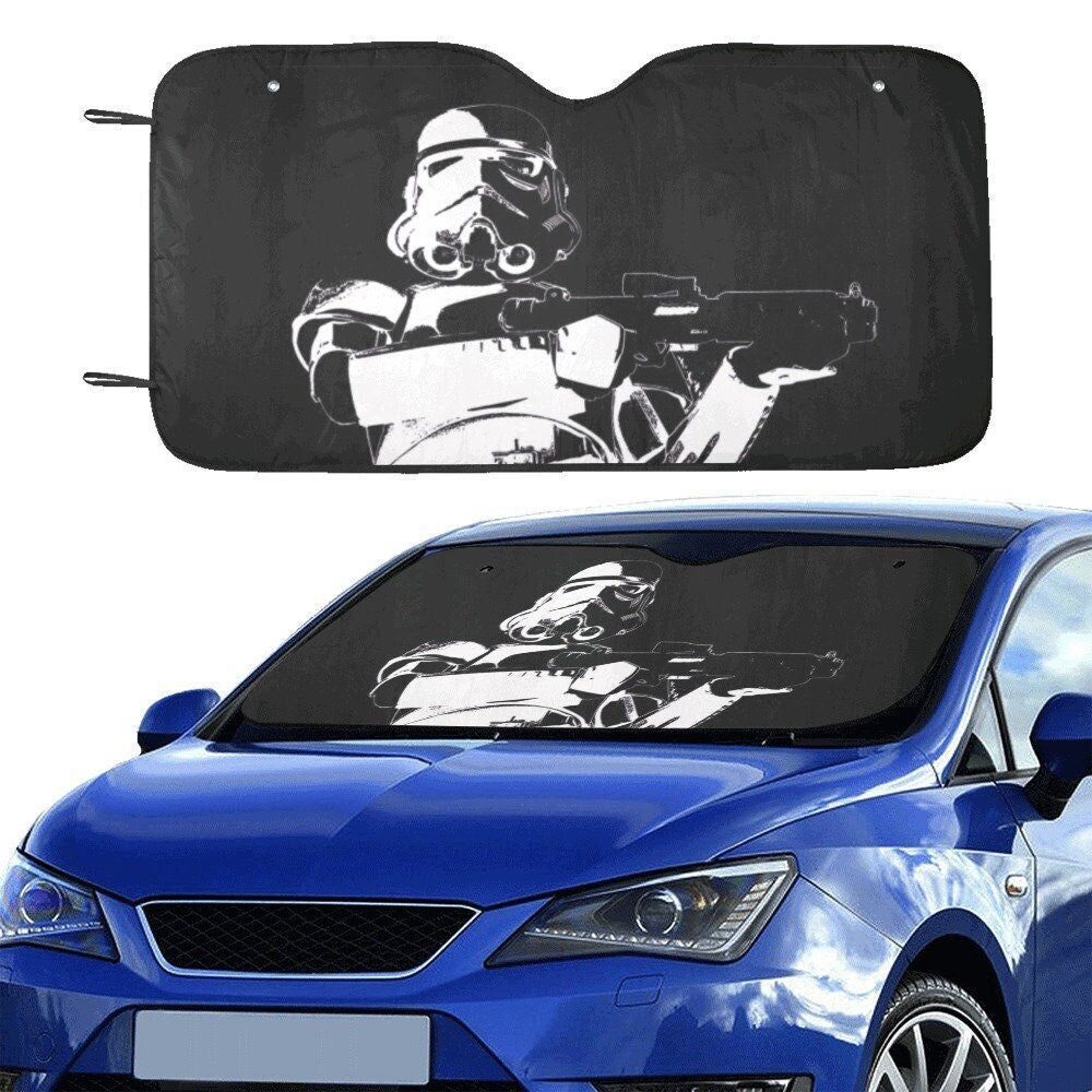 3 Sizes - Stormtrooper Patrol Car Sun Shade - Star Wars Inspired Car Accessories - Black & White - Foldable - Windshield Cover - 501st Gift