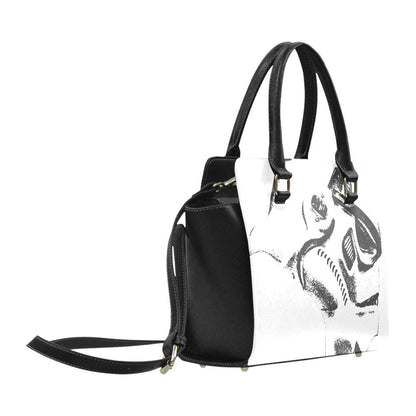 Stormtrooper Helmet Art Handbag with Removable/Adjustable Shoulder Strap - Star Wars Inspired Purse - Hand Bag - Top Handle - White & Black