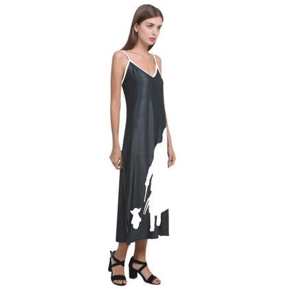 Mando & The Child Black and White V-Neck Slip Dress - Star Wars Mandalorian Inspired Women's Fashion - Spaghetti Strap - Baby Yoda Grogu