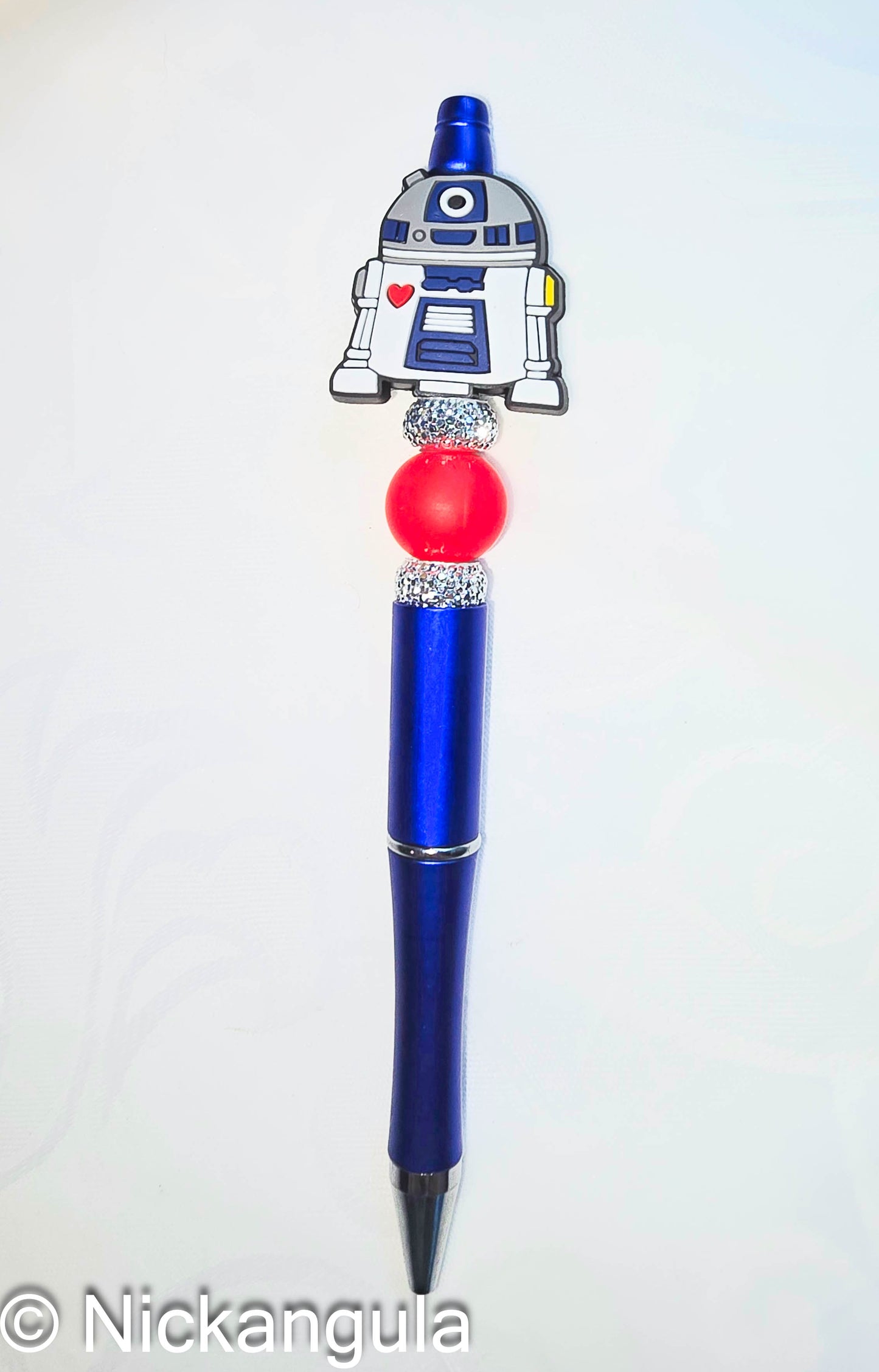 R2-D2 Inspired Beaded Ballpoint Pen - Star Wars Inspired Artoo Detoo Fan Gift - Black Ink - Refillable