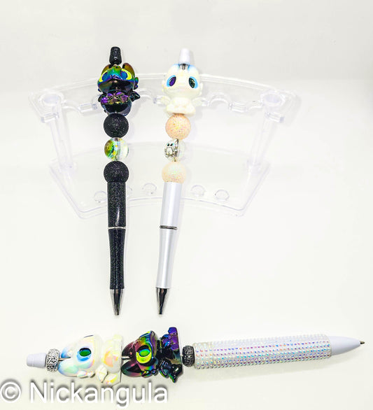 Fancy How To Train Your Dragon Inspired Beaded Ballpoint Pens - Toothless and Light Fury