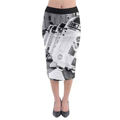 Droid Line Bodycon Midi Pencil Skirt - Star Wars Inspired Fashion - Black and White - R2-D2 - Droids - Artoo - Star Wars Celebration 2019