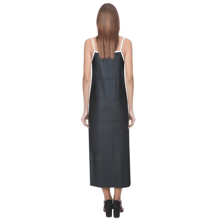 Rebel Princess - Leia w/ Blaster Silhouette V-Neck Slip Dress - Star Wars Inspired - Black White Pink Blue - Sleeveless Maxi Spaghetti Strap