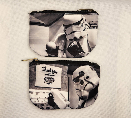On-Hand 2 Sizes - Stormy Shopping Trip Zipper Coin Purse - 2 Images - Star Wars Stormtrooper Inspired Gift Idea - Funny Cute Change Purse