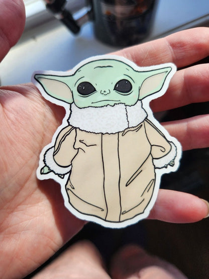 The Child 3" Vinyl Sticker - Star Wars Inspired Sticker - Grogu - Baby Yoda - The Mandalorian - Water Bottle or Laptop Decal Water Resistant