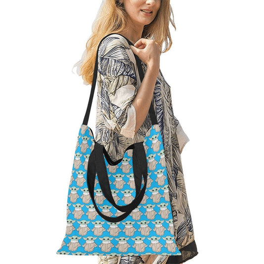 2 Colors - The Child Print Medium Hand & Shoulder Strap Tote Bag - Shoulder Strap Purse - Star Wars Inspired - Grogu Baby Yoda - Blue White
