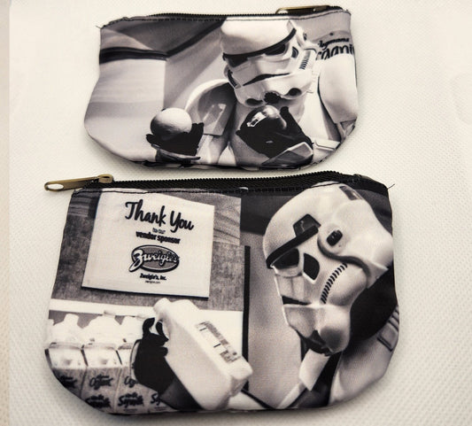 On-Hand 2 Sizes - Stormy Shopping Trip Zipper Coin Purse - 2 Images - Star Wars Stormtrooper Inspired Gift Idea - Funny Cute Change Purse