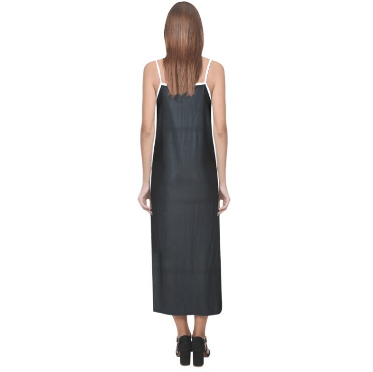 Tall Dark & Stormy Black and White V-Neck Slip Dress - Star Wars Stormtrooper Inspired Women's Fashion - Sleeveless - Spaghetti Strap