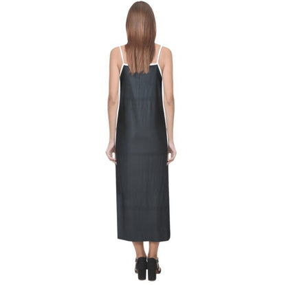 Tall Dark & Stormy Black and White V-Neck Slip Dress - Star Wars Stormtrooper Inspired Women's Fashion - Sleeveless - Spaghetti Strap