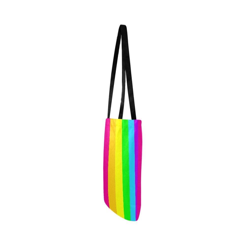 Rainbow Stripes Medium Hand & Shoulder Strap Tote Bag - Shoulder Strap Purse - Gay Pride  - LGBTQIA+