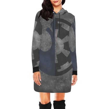 Galactic Duality Allover Print Women's Pullover Hoodie Dress- Star Wars Inspired Hooded Sweatshirt -Empire Rebellion - Imperial Rebel