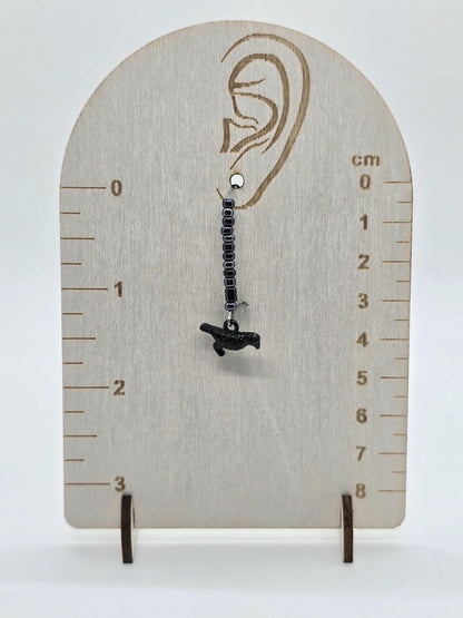 Raven or Crow Charms and Black Seed Beads on Dangle Earrings - Drop Earrings - Kidney-shaped Earring Hooks - Edgar Allan Poe Fan -Nevermore