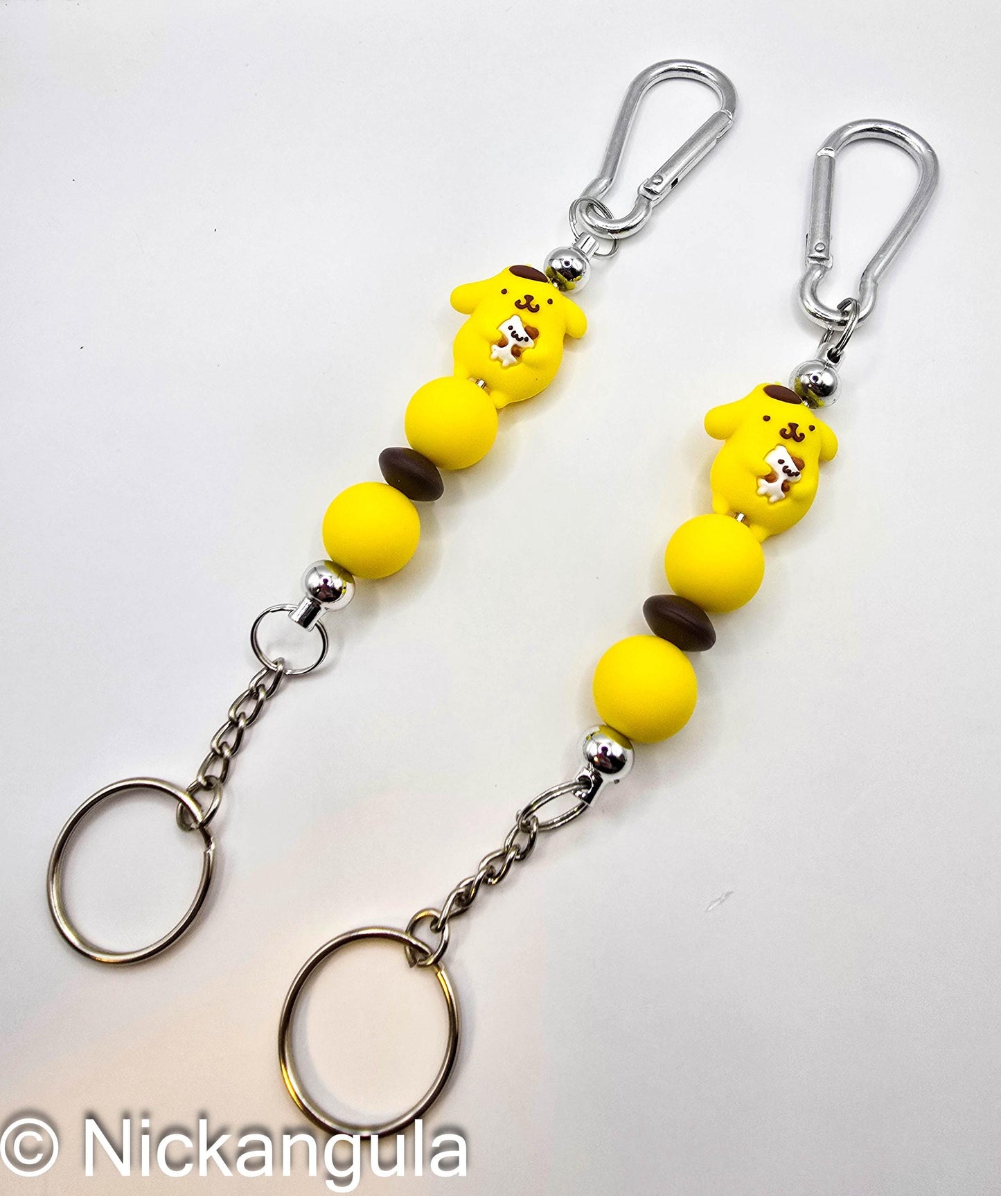 Pompompurin or Pochacco Dogs Beaded Keychains on Carabiner - Cute Purse Decoration - Stocking Stuffer Gift Idea - Keyring - Sanrio Inspired Bag Charm