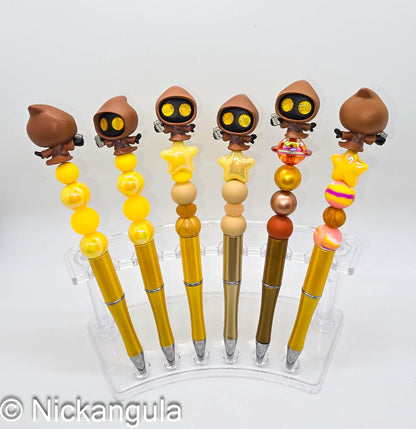 Jawa Beaded Ballpoint Pens - Star Wars Inspired Character Beadable Ballpoint Pens - Silicone and Acrylic Beads, Plastic Pen - Jawas