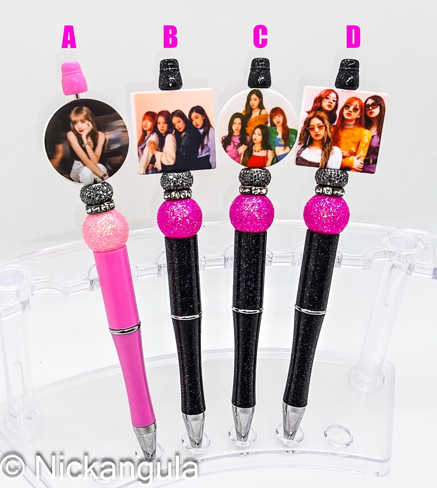 BLACKPINK Beaded Ballpoint Pen w/ Black Ink - K-Pop Girl Group Inspired Gift - Silicone and Acrylic Beads & Plastic Pen - Stocking Stuffer