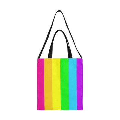 Rainbow Stripes Medium Hand & Shoulder Strap Tote Bag - Shoulder Strap Purse - Gay Pride  - LGBTQIA+