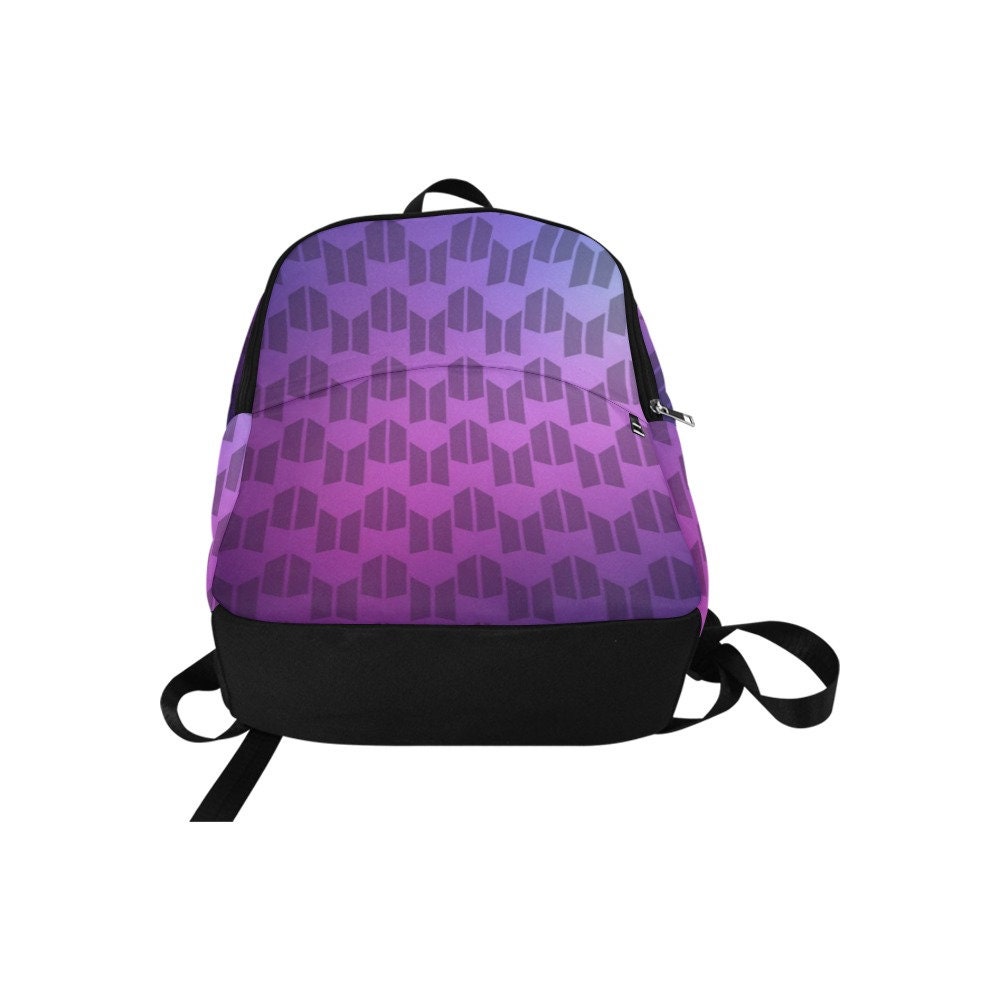 Personalized Option BTS & ARMY Logos Fabric Backpack - K-Pop Inspired School Accessories - Add Name or Text - Bangtan - Purple - BTS Bag