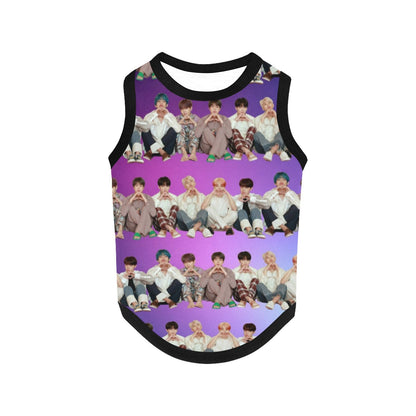 BTS Stripes Print Pet Tank Top - K-Pop Dog Cat Shirt -  Apparel - New Puppy Gift Pet Fashion - Jin Jimin JHope Jung Kook RM V Suga - Purple