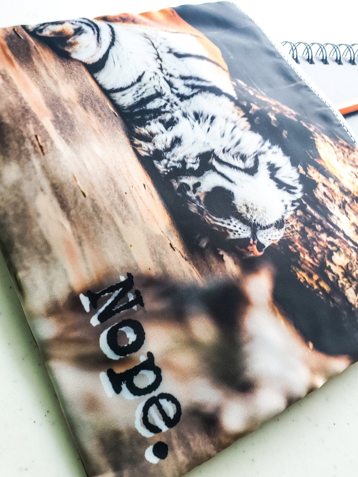 ON HAND - Nope Tiger XL Zippered Cosmetic/Storage Bag - Animal Photography - White Zipper - Makeup - Art & School Supplies - Organizer