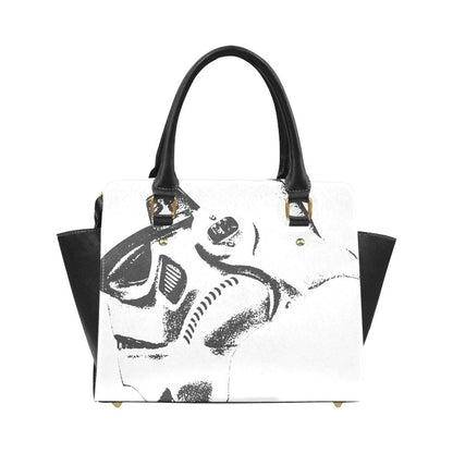 Stormtrooper Helmet Art Handbag with Removable/Adjustable Shoulder Strap - Star Wars Inspired Purse - Hand Bag - Top Handle - White & Black