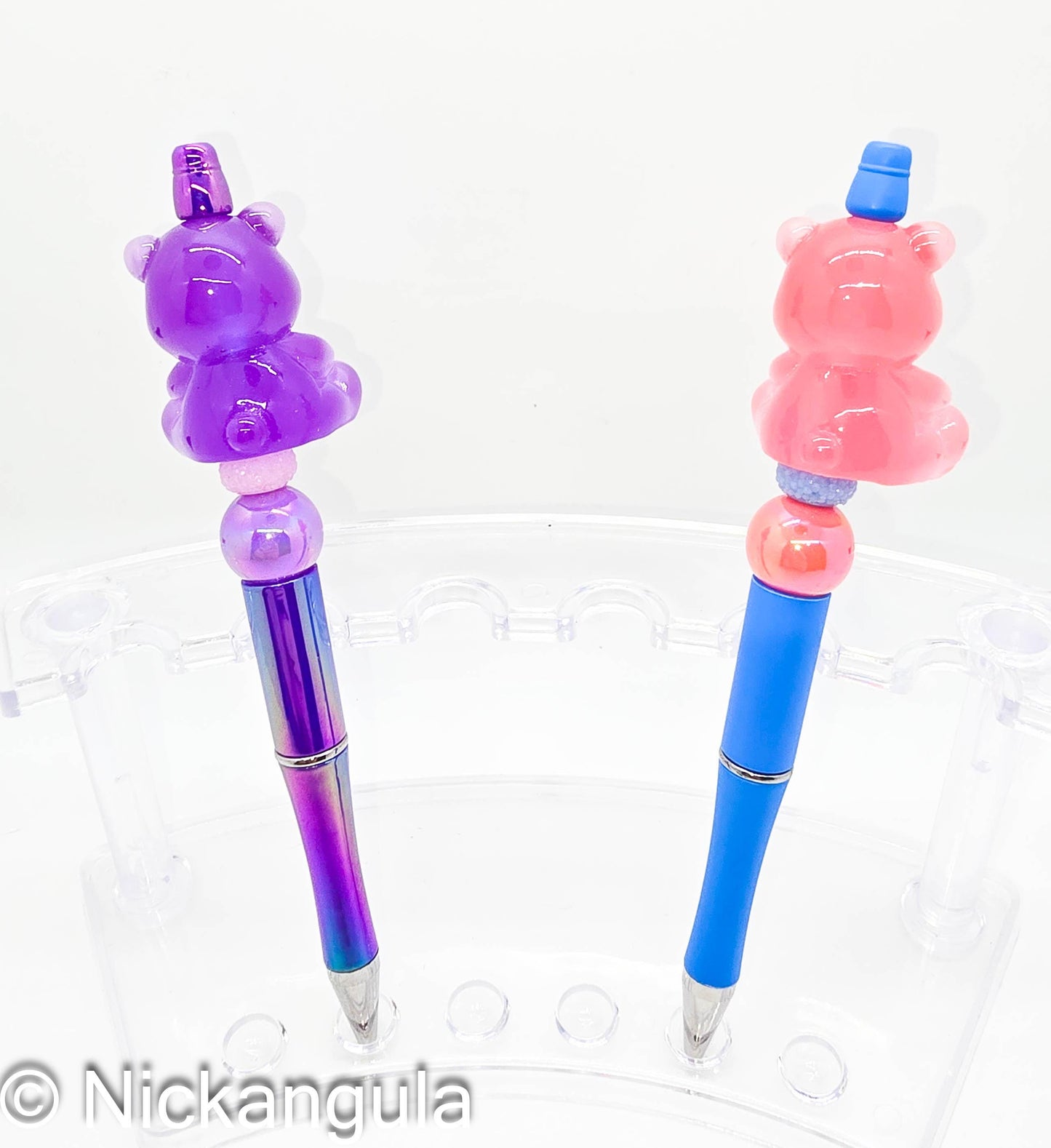 Translucent Care Bears Inspired Beaded Ballpoint Pens - 80's Kid Office Coworker School Gift - Care Bear Acrylic Figure Beads