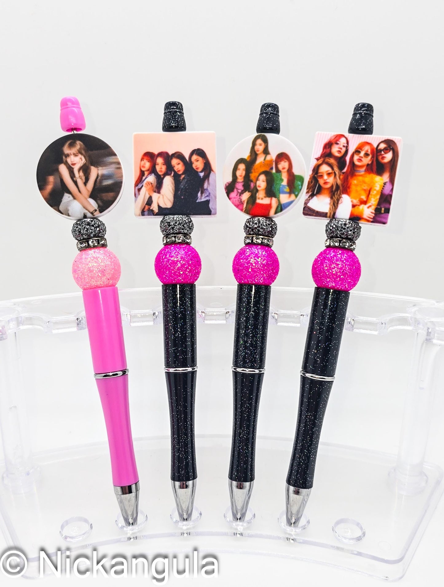 BLACKPINK Beaded Ballpoint Pen w/ Black Ink - K-Pop Girl Group Inspired Gift - Silicone and Acrylic Beads & Plastic Pen - Stocking Stuffer