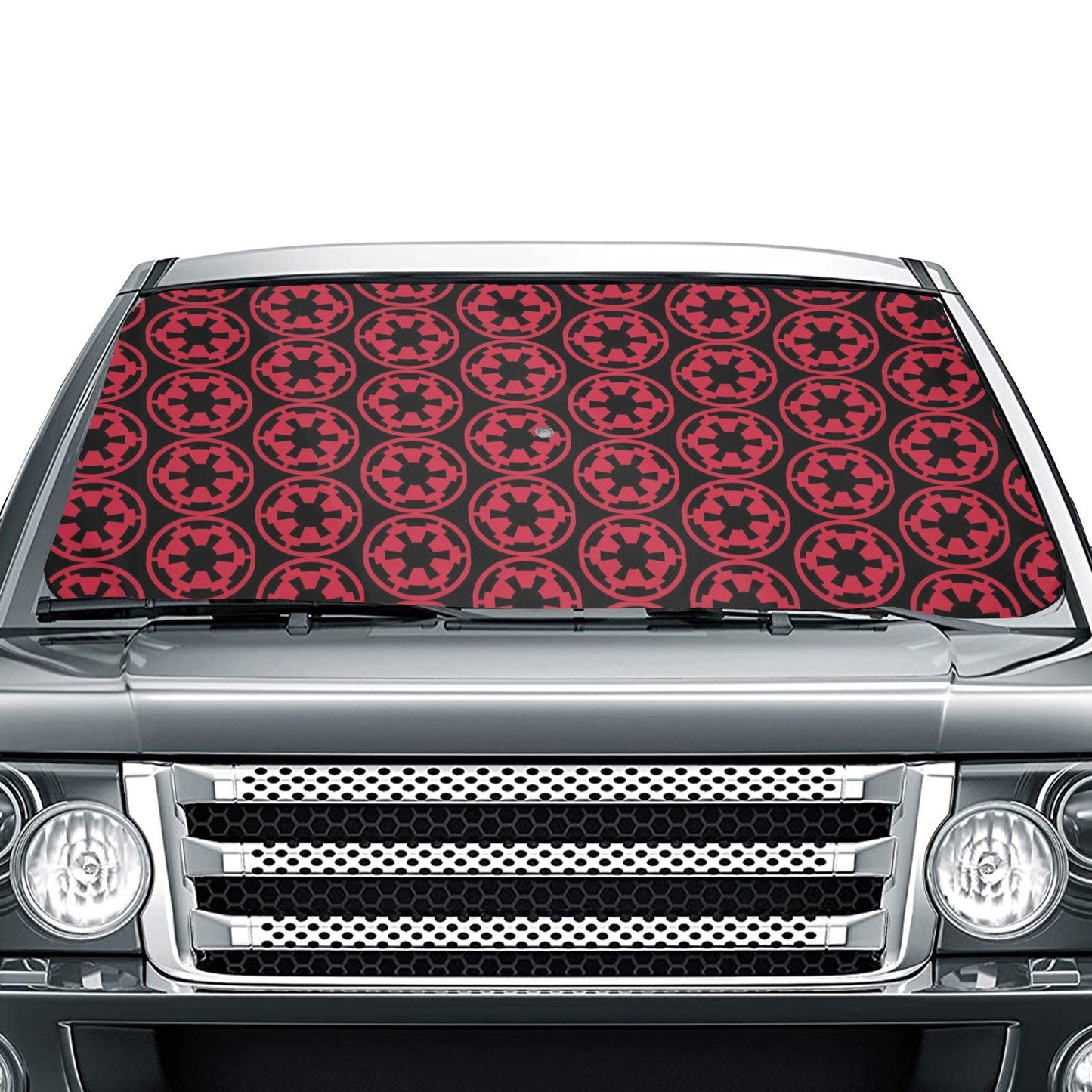 Red Imperial Cogs on Black 58"x29" Car Sun Shade Umbrella - Star Wars Inspired Car Accessories Foldable Windshield Cover - 501st - Dark Side