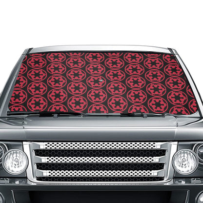 Red Imperial Cogs on Black 58"x29" Car Sun Shade Umbrella - Star Wars Inspired Car Accessories Foldable Windshield Cover - 501st - Dark Side
