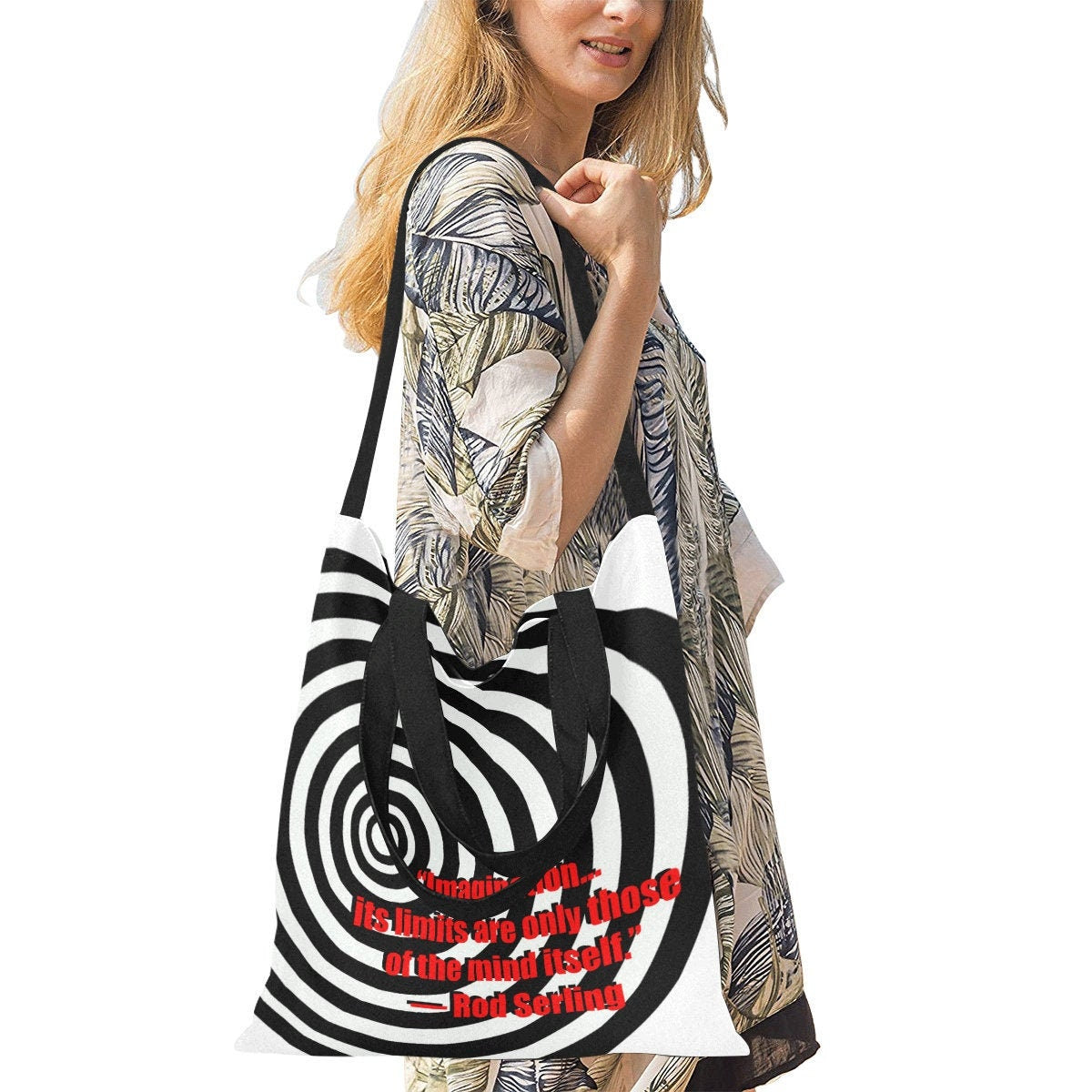 Rod Serling Imagination Quote Medium Hand & Shoulder Strap Tote Bag - Shoulder Strap Purse - Twilight Zone Inspired - Art Student Gift