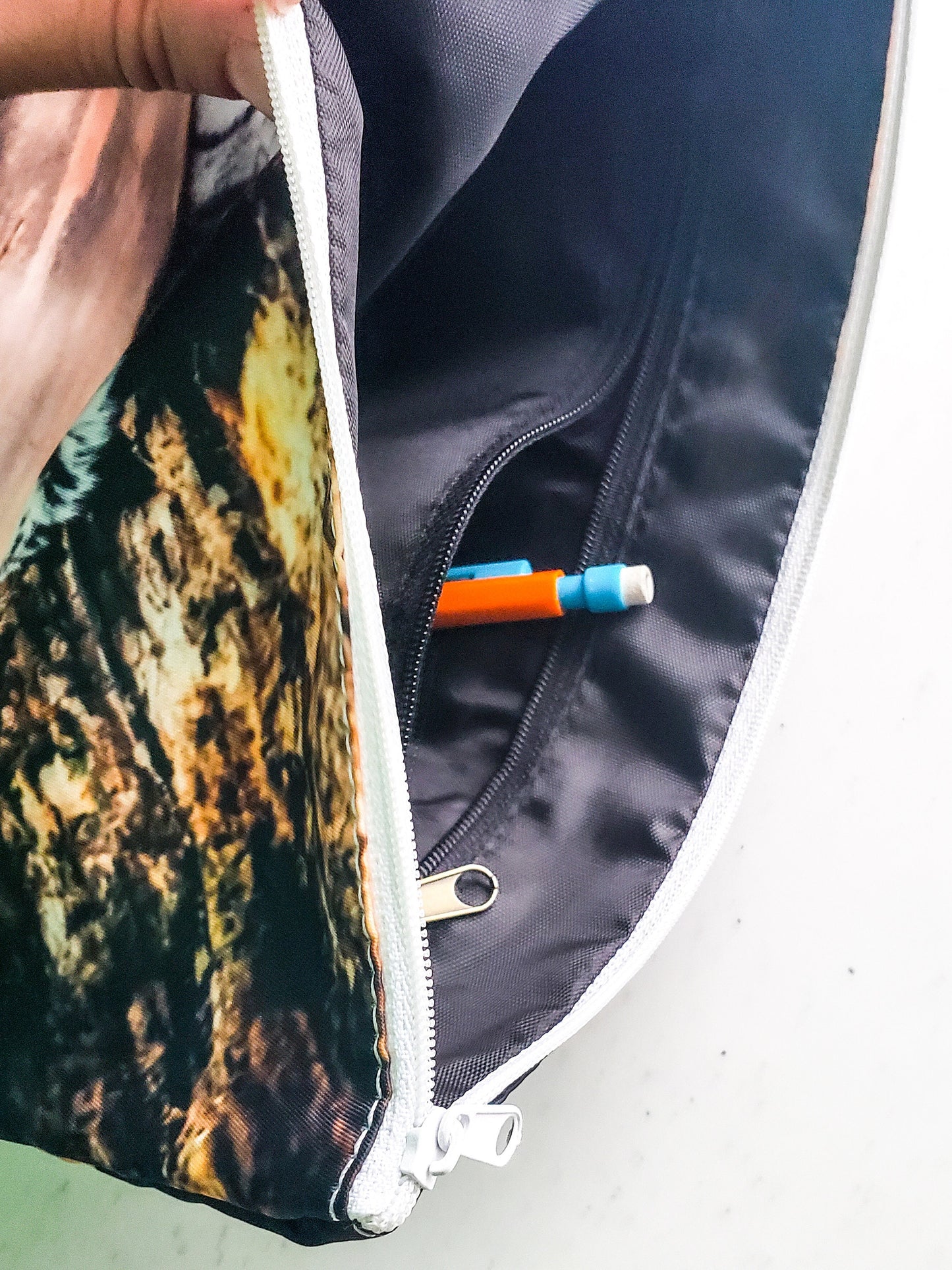 ON HAND - Nope Tiger XL Zippered Cosmetic/Storage Bag - Animal Photography - White Zipper - Makeup - Art & School Supplies - Organizer