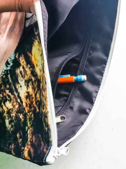 ON HAND - Nope Tiger XL Zippered Cosmetic/Storage Bag - Animal Photography - White Zipper - Makeup - Art & School Supplies - Organizer