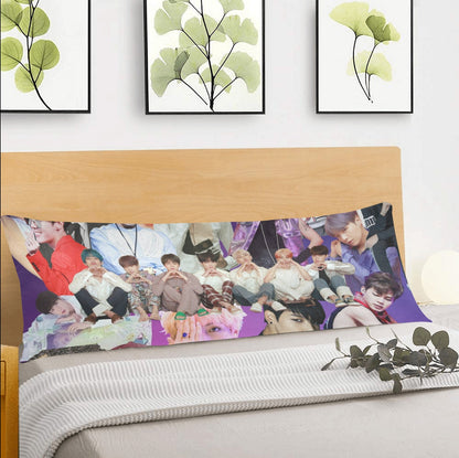 Two Sided Design BTS Collage 54" x 20" Zippered Body Pillow Case - Bedroom Home Decor - Cover Only - Jin Jimin JHOPE Jungkook RM V Suga