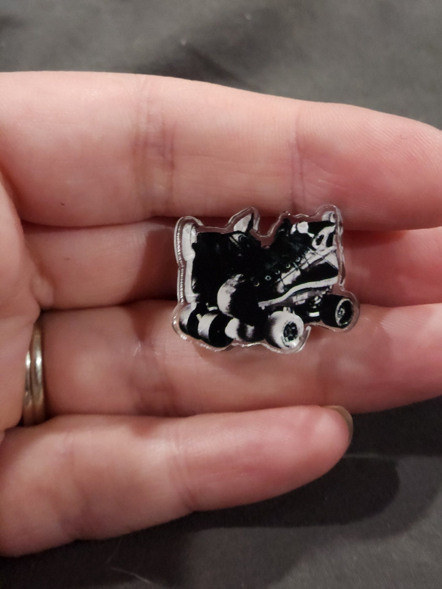 Limited Run! 1" Acrylic Roller Derby Skates Pin - Roller Girl Gift - Skate Bag Decor - Black & White Design - Skating